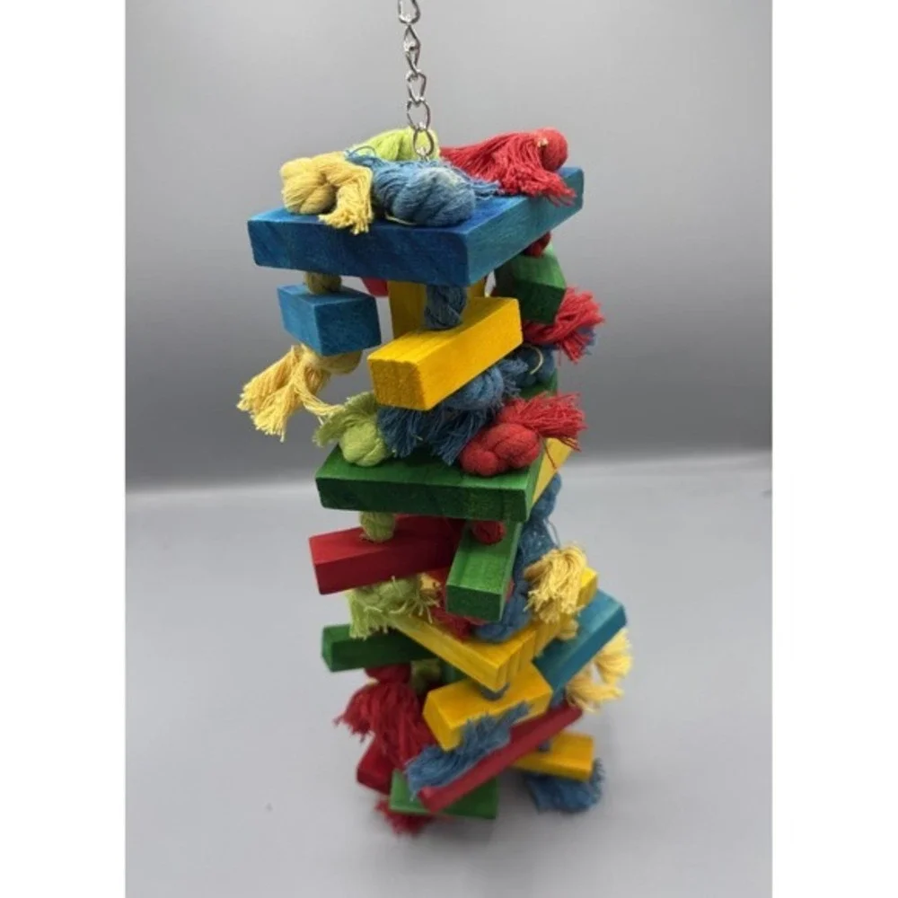 Featherland Paradise Knots N Blocks Hanging Colorful Toy For‎ Parrots NWOB
